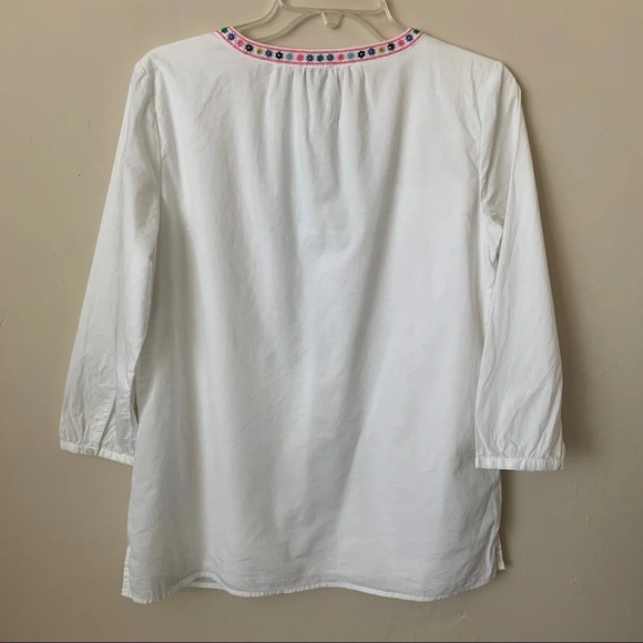 Talbots White 3/4 Sleeve Boho Embroidered Top size S - Picture 2 of 6